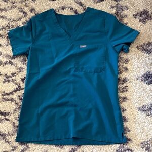 Figs Ocean Blue V-Neck Scrub Top